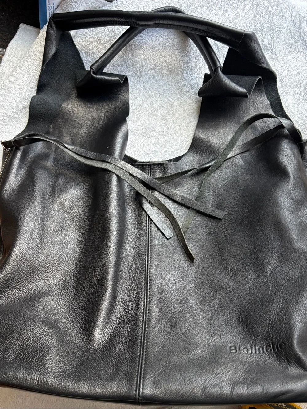 Blofinche Soft Black Leather Tote Bag
